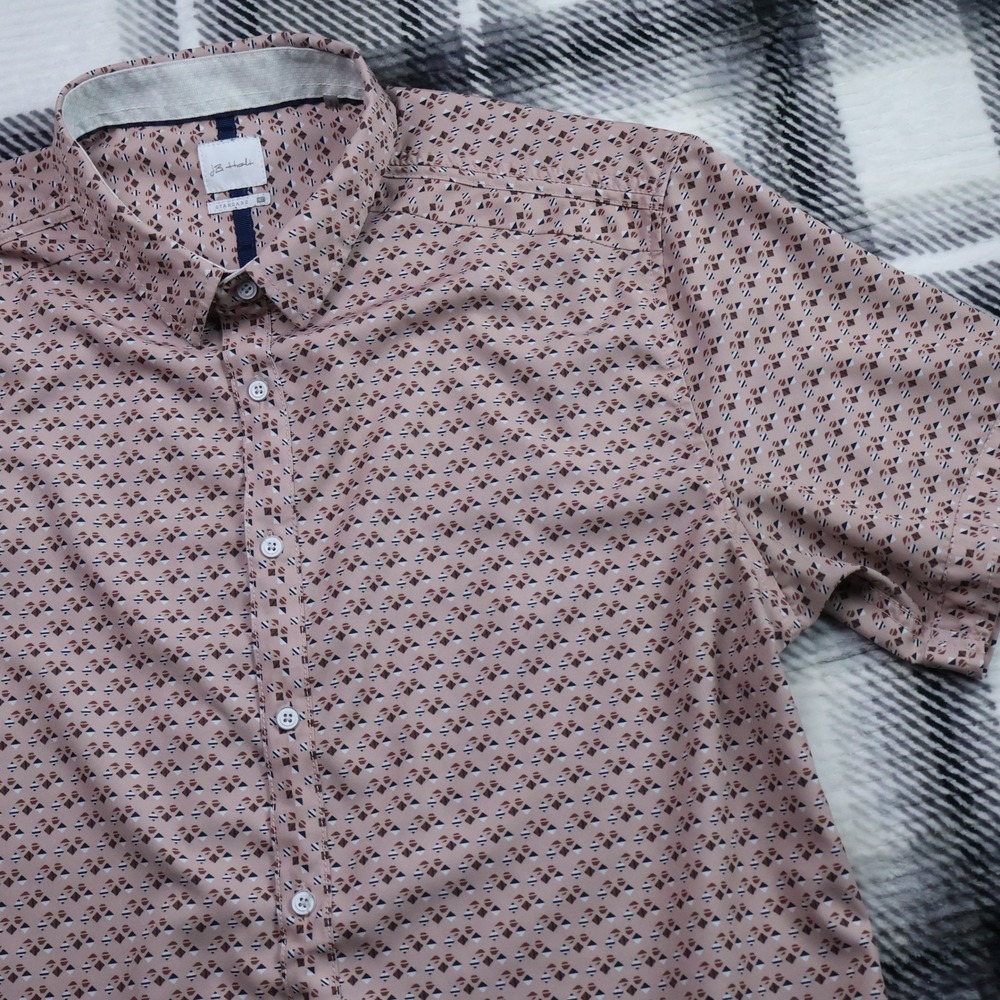 JB Holt Standard Mens XL Geometric Diamond Print Pink Short Sleeve JS324FPW